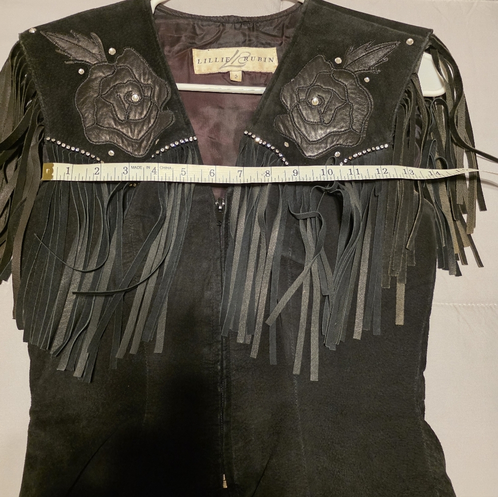 Lillie Rubin Black Fringe Vest - Picture 8 of 8